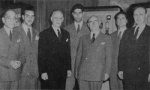 La missione INAC in visita alla sede IBM di New York, da sinistra: Signorini, Fichera, Pennel (IBM), Canepa, Picone, de Finetti, Hurd (IBM)