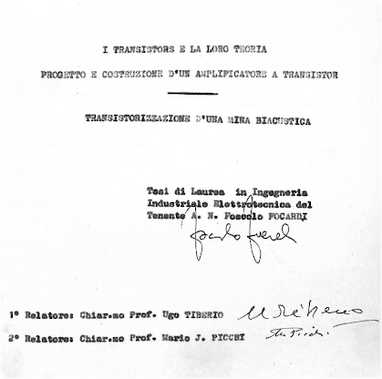 novembre, il frontespizio di una delle prime tesi sui transistor