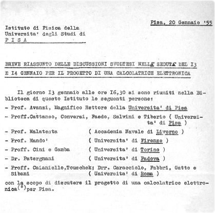 gennaio, a Fisica le prime riunioni per la costruzione della calcolatrice elettronica