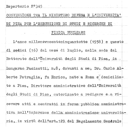 luglio, il frontespizio della convenzione con il Min. della Difesa